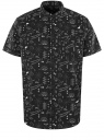 Рубашка с воротником-стойкой и коротким рукавом oodji для мужчины (черный), 3L230001M/14885/2910O
