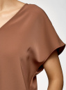 Блузка из струящейся ткани с коротким рукавом oodji для Женщины (коричневый), 11405149/48728/3700N