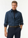 Рубашка клетчатая из смесовой бамбуковой ткани oodji для Мужчины (синий) Рубашка клетчатая из смесовой бамбуковой ткани oodji для Мужчины (синий), 3L310210M/52088/7579C