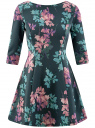 Платье трикотажное принтованное oodji для Женщины (зеленый), 14001150-3/33038/7683F