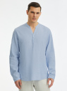 Рубашка из смесового льна oodji для Мужчины (синий), 3B320002M-3/48317N/7010O