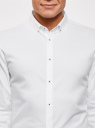Рубашка хлопковая базовая oodji для Мужчина (белый), 3B110021M/34714N/1000O