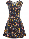 Платье трикотажное с принтом oodji для женщины (синий), 14015003/33038/7962F