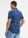 Рубашка хлопковая с коротким рукавом oodji для Мужчина (синий), 3B240002M/34146N/7512O