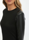 Платье с отделкой из искусственной кожи oodji для Женщины (черный), 14001143-6B/46944/2900N