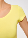 Футболка с вырезом "капелька" на спине oodji для женщины (желтый), 14701026/46147/6700N