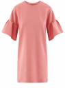 Платье прямого силуэта с воланами на рукавах oodji для женщины (розовый), 14000172B/48033/4B00N