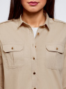Рубашка с погонами и нагрудными карманами oodji для женщины (бежевый), 13L11015/26357/3300N