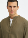 Рубашка хлопковая с воротником-стойкой oodji для мужчины (зеленый), 3L330008M-1/50929N/6866M
