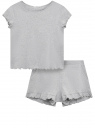 Пижама хлопковая с шортами oodji для Женщина (серый), 56002236-1/47664N/2000M
