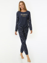 Пижама хлопковая с брюками oodji для Женщины (синий) Пижама хлопковая с брюками oodji для Женщины (синий), 56002222-6/46158/7912P