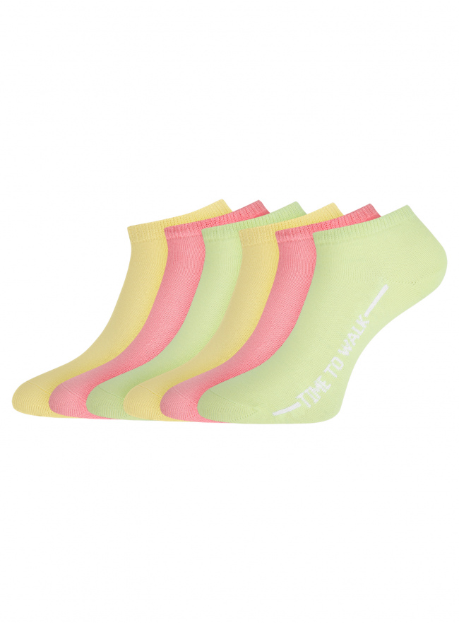 Комплект укороченных носков (6 пар) oodji для женщины (разноцветный), 57102433T6/47469/61