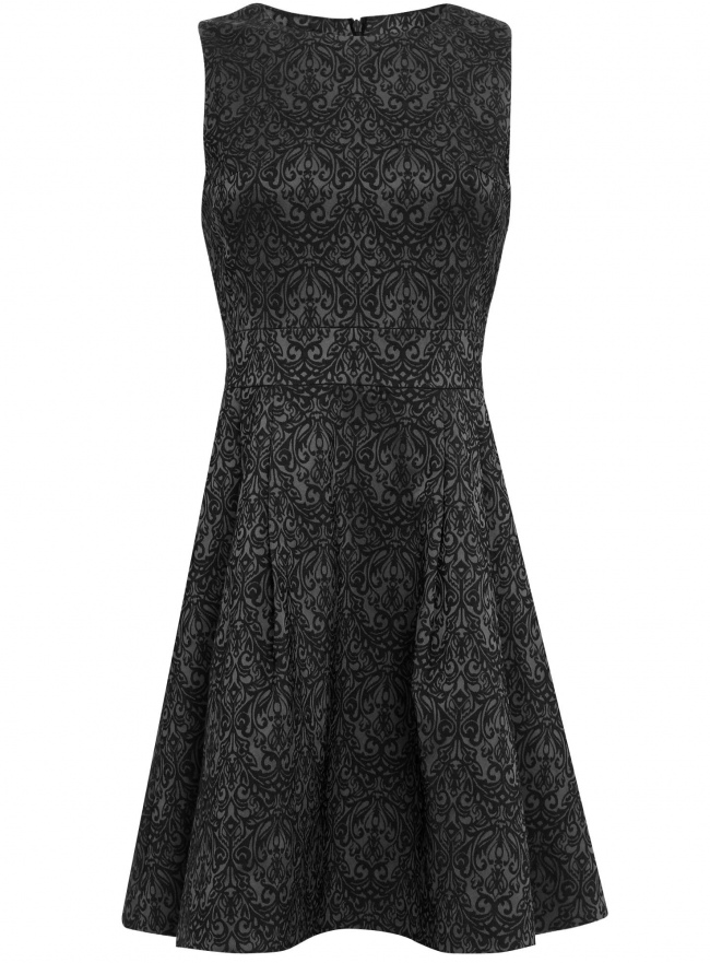 Платье приталенное с расклешенной юбкой oodji для женщины (черный), 11902151/38560/2900J