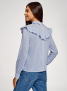 Блузка с оборкой и вышивкой oodji для женщины (синий), 13K00004-1/47880/7541P