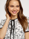 Блузка с коротким рукавом и контрастной отделкой oodji для женщины (белый), 11401254/42405/1229F