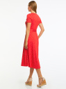 Платье миди из вискозы с поясом oodji для женщины (красный), 14011090/50975/4512D