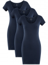 Комплект из трех трикотажных платьев oodji для женщины (синий), 14001182T3/47420/7900N