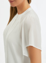Блузка с короткими рукавами и плиссировкой oodji для женщины (белый), 11414012/35271/1200N