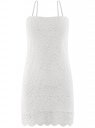 Платье мини кружевное на бретелях oodji для женщины (белый), 14006074/50963/1200L