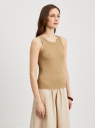 Майка в рубчик с люрексом oodji для Женщины (бежевый), 24315013/53058/3593X