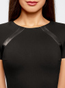 Платье трикотажное со вставками из искусственной кожи oodji для женщины (черный), 24011010/43060/2900N