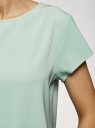 Блузка прямого силуэта с коротким рукавом oodji для женщины (зеленый), 11411138-3B/48728/6500N