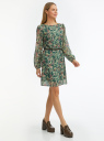 Платье из струящейся ткани с ремнем oodji для женщины (зеленый), 11900150-16B/42816/6219F