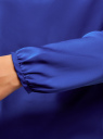 Блузка свободного кроя с вырезом-капелькой oodji для женщины (синий), 21400321-2/33116/7501N