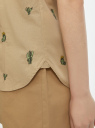 Рубашка прямого силуэта с коротким рукавом oodji для женщины (бежевый), 13L11021-3/51246/3366F