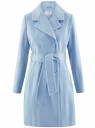 Пальто двубортное с поясом oodji для Женщины (синий), 20105012/22133/7000N