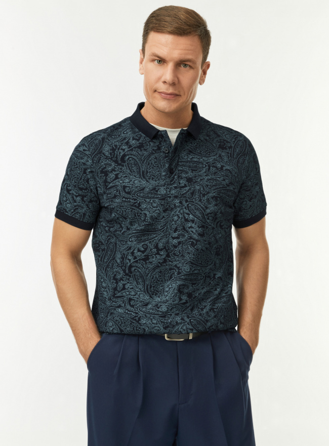 Поло из ткани пике oodji для Мужчины (синий) Поло из ткани пике oodji для Мужчины (синий), 5B422001M/44032N/7975E