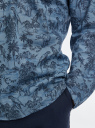 Рубашка из смесового льна с длинным рукавом oodji для мужчины (синий), 3B320002M-5/50875N/7075F