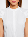Рубашка с коротким рукавом из хлопка oodji для женщины (белый), 11403196-3/26357/1000N