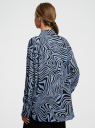 Блузка оверсайз из креповой вискозы с нагрудными карманами oodji для женщины (синий), 11411228/50825/7429O