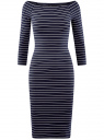 Платье облегающее с вырезом-лодочкой oodji для женщины (синий), 14017001-1/37809/7912S