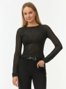 Джемпер ажурной вязки с люрексом oodji для Женщины (черный) Джемпер ажурной вязки с люрексом oodji для Женщины (черный), 63810246/52168/2900X