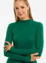 Платье трикотажное с воротником-стойкой oodji для женщины (зеленый), 14011035-2B/48037/6E00N