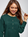 Блузка шифоновая в стиле милитари oodji для Женщины (зеленый), 11411062/43291/6E00N