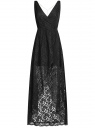 Платье длинное из кружева с асимметричным низом oodji для женщины (черный), 11913029/46034/2900N