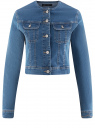 Куртка джинсовая без воротника oodji для Женщина (синий), 11109003-5B/50824/7500W