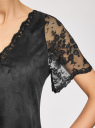 Платье из искусственной замши с кружевными вставками oodji для женщины (черный), 18L02003/45622/2900N