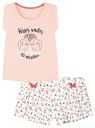Пижама хлопковая с принтом oodji для Женщина (розовый), 56002196-5/47969/4012P