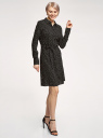 Платье из струящейся ткани с поясом oodji для Женщина (черный), 11913062/26346/2912D