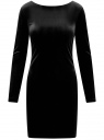 Платье прилегающего силуэта из бархата oodji для женщины (черный), 14000165/46056/2900N