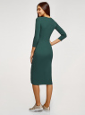 Платье приталенное с надписью oodji для женщины (зеленый), 14011059/48037/6929P