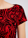 Платье трикотажное с принтом из флока oodji для женщины (красный), 14001117-9/33038/4529O