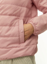 Куртка стеганая на молнии oodji для Женщины (розовый), 18303013-2/50223/4A00N