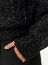 Свитер фактурной вязки с горловиной на молнии oodji для Женщины (черный) Свитер фактурной вязки с горловиной на молнии oodji для Женщины (черный), 64405105/52148/2912M