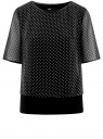 Блузка комбинированная с отделкой из искусственной кожи oodji для Женщины (черный), 11411175-1/13632/2912D