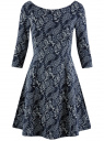 Платье трикотажное базовое oodji для Женщины (синий), 14001150B/33038/7930E